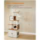 2-in-1 Katzenmöbel mit einem Kratzbaum und einem Katzenklo-Schrank, mit mehreren Ebenen zum Klettern und einem verspielten Design.