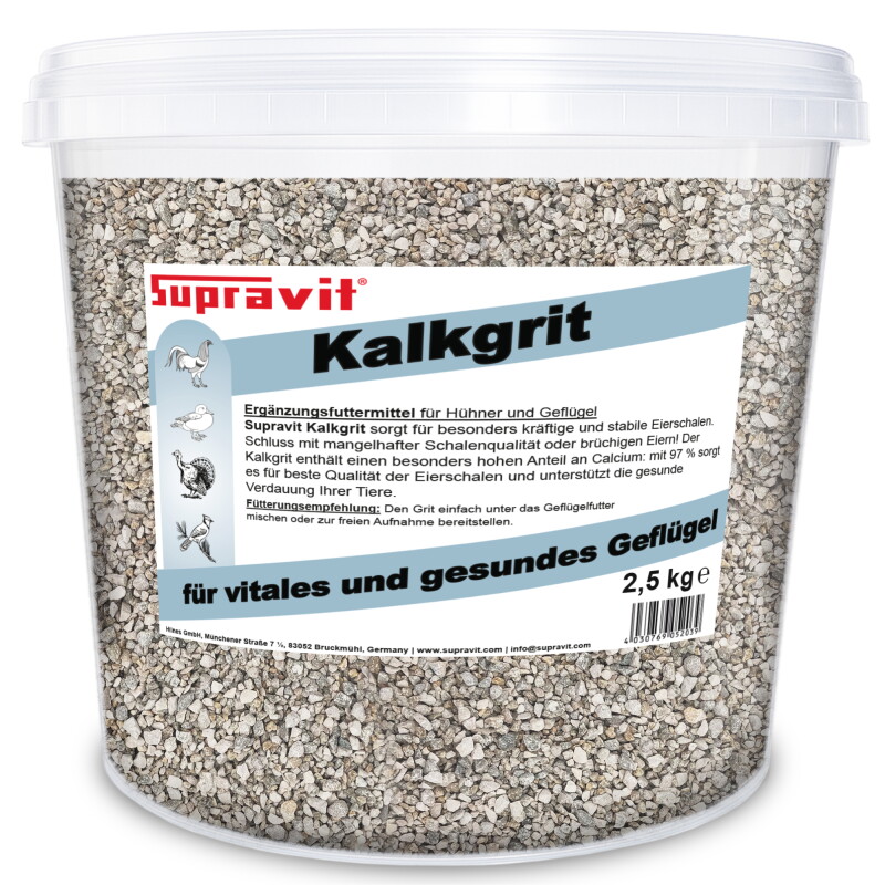 Supravit Kalkgrit für Hühner I Futterkalk Ergänzungsfutter für Hühner, Wachteln, Enten & anderes Legegeflügel I hoher Anteil an Calcium für Starke...
