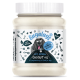 Glas Bugalugs 100 % natürliches Kokosöl als Ergänzungsfuttermittel für Hunde, mit Cartoon-Hund und veganem Label.