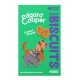 Edgard Cooper Bravo Biscuits Verpackung zeigt einen braunen und grauen Cartoon-Hund mit 'Crunch Crunch' und 'Kein Zuckerzusatz. Ja, wirklich.' auf grünem Hintergrund.