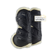 Schwarze Pferdestiefel mit flauschiger weißer Fütterung, mit dem Stubben-Logo und einem Abzeichen "Top Innovations Winner 2023".