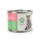 Katzenfutterdose mit der Aufschrift "Pute & Forelle" von Fellicita, mit Symbolen für hochwertige Zutaten und Mehrprotein.