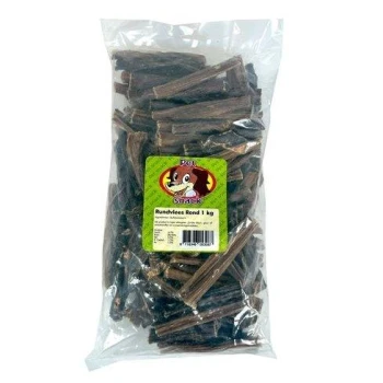 Speiseröhrenknorpel vom Rind Eine durchsichtige Plastiktüte gefüllt mit Hundekauspielzeugen, beschriftet mit "Pet Snack" und einem Cartoon-Hundelogo, mit einem Gewicht von 1 kg.