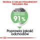 Obraz promujący karmę dla zwierząt z polskim tekstem: "Dbaj o układ trawienny swojego psa," "Udowodniona skuteczność," "Optymalna jakość stolca dla 91% psów."