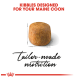 Kibble for Maine Coons, with large round pieces and text: "KIBBLES DESIGNED FOR YOUR MAINE COON" and "tailor-made nutrition."