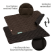 Braune, gesteppten Haustiermatte mit weichem Fleece, wendbarem Design und hautfreundlicher Baumwollmischung; beschriftet mit "Doctor Bark."