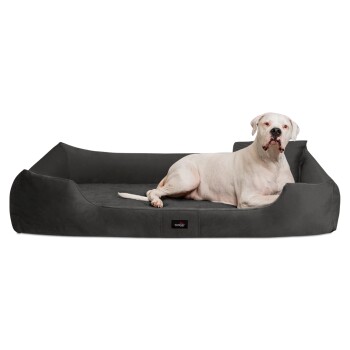 ® VINCENT High-Tech-Velours (Triton) und Cord - Orthopädisches Hundebett schwarz/ graphit 1,3 m, 25 cm, 1 m