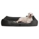 ® VINCENT High-Tech-Velours (Triton) und Cord - Orthopädisches Hundebett schwarz/ graphit 1,3 m, 25 cm, 1 m