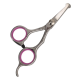 Edelstahl-Haustierpflege-Scheren mit pinken Gummigriffen, die für einen komfortablen Gebrauch entworfen wurden.