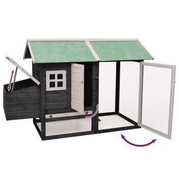 Bild eines Daches für ein Haustierhaus mit einer Nahaufnahme, die Wassertropfen auf einer grünen wasserdichten Oberfläche zeigt und deren Haltbarkeit hervorhebt.