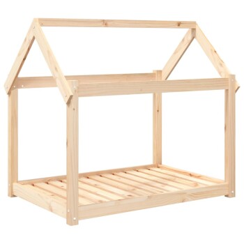 Holzhaustierhausrahmen mit einem schrägen Dachdesign, das eine offene Vorderseite und einen lamellenartigen Boden aufweist, ideal für kleine Tiere.