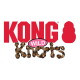 Logo KONG Wild Knots: czerwony napis 'KONG' z sylwetką zabawki w tym samym kolorze, różowy owal z napisem 'WILD' i pleciony brązowy napis 'knots'