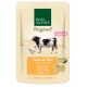 Sachet de nourriture pour chatons Real Nature Original avec poulet, boeuf, citrouille et huile de saumon. Texte : "Huhn mit Rind," "Omega-6 + Taurin."