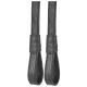 Schwarze Leder-Hundeleine mit strukturiertem Finish und einem Logo, das auf den Griff geprägt ist.