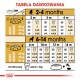Tabela żywieniowa dla szczeniąt w wieku 2-14 miesięcy, szczegółowo opisująca ilości jedzenia w zależności od wagi i wieku, z pomiarami w gramach i filiżankach.