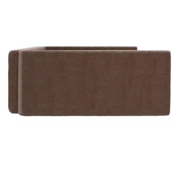 Braunes Haustiersofa mit einem einfachen, modernen Design, mit rechteckiger Form und weicher Stoffpolsterung.