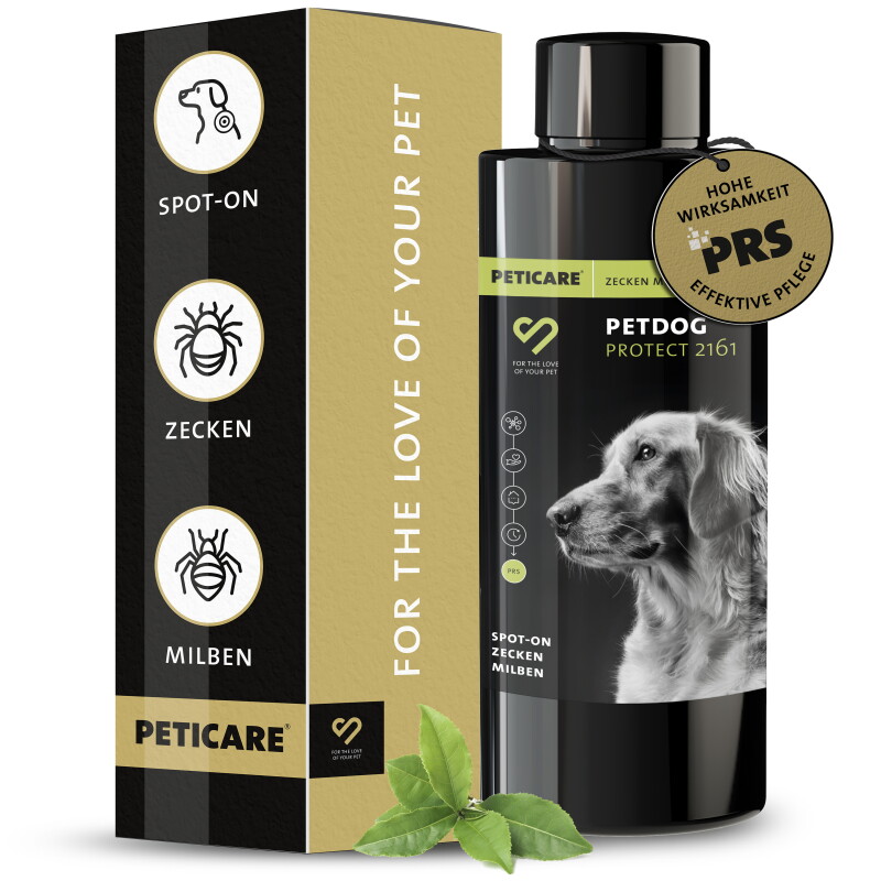 Peticare Zecken-Schutz Mittel für Hunde, Spot-On auf pflanzlicher Basis 100 ml