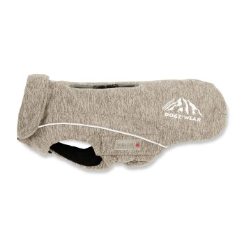 Graue Outdoor-Hundejacke mit "DOGZ-WEAR" Logo und Reißverschluss, für kleine bis mittelgroße Hunde konzipiert.