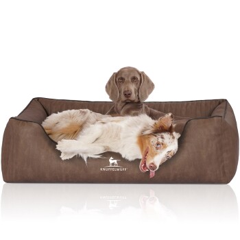 Orthopädisches Hundebett Tampa aus laser-gestepptem Kunstleder braun XXL