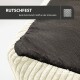 Cremefarbener und schwarzer rutschfester Haustierbettbezug mit strukturiertem Untergrund. Text: "RUTSCHFEST dank Anti-Rutsch-Stoff an der Unterseite."