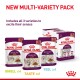 New Royal Canin multi-variety pack featuring three cat food flavors: Smell, Taste, and Feel, with 4 pouches of each.