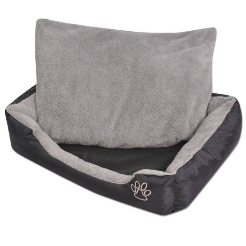 VidaXL Hundebett mit gepolstertem Kissen Schwarz/Grau 38 cm, 38 cm, 17 cm