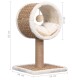 Katzenbaum mit einer gemütlichen runden Hängematte, 56 cm hoch, 34 cm breit und 28 cm tief, mit einem hängenden Ballspielzeug.
