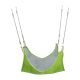 Hamac pour animaux de compagnie vert avec un intérieur gris doux, doté de clips en métal ajustables pour la suspension.