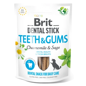 Brit Dental Stick TEETH & GUMS Rumianek i szałwia, psia przekąska dentystyczna, Zdrowe Zęby i Świeży Oddech, bezglutenowa.