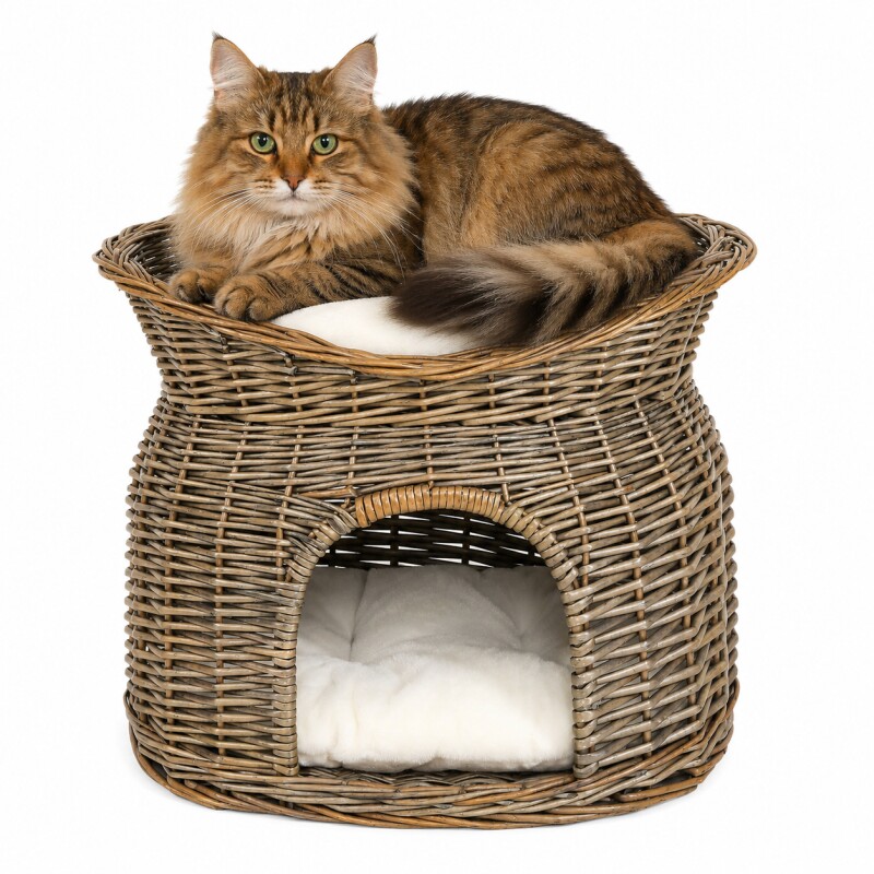 Lionto Weidenkorb Für Katze Grau