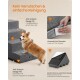 Graue Haustiertreppe aus Cordstoff mit Corgi und eingeblendetem Reinigungsbild; sichtbarer Text: 'Kein Verrutschen & einfache Reinigung'