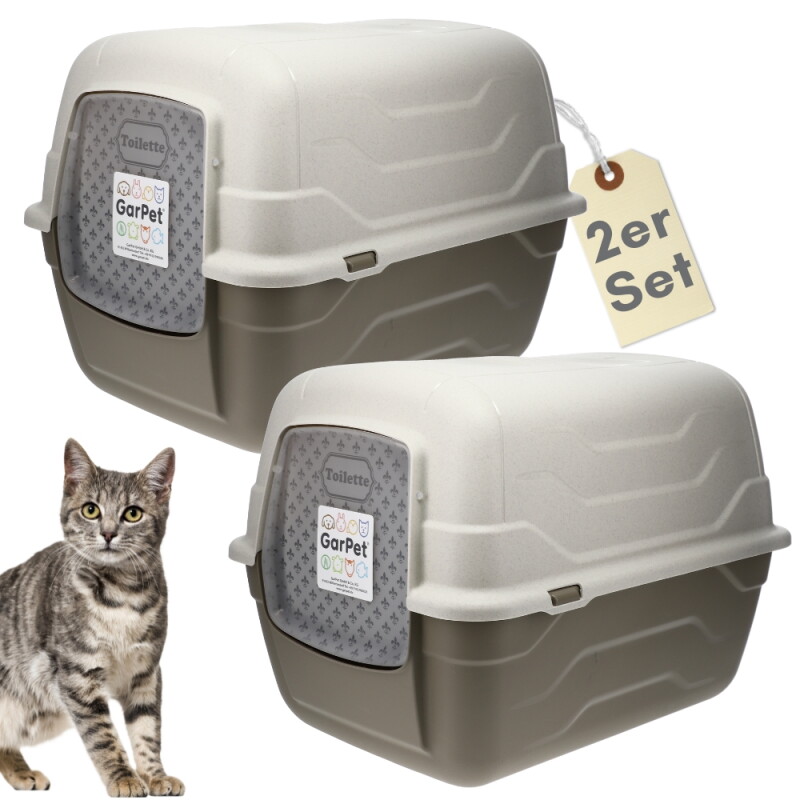 GarPet 2er Set Katzenklo mit Deckel Schaufel