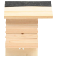 Holzhaustierhaus mit schrägem Dach, ausgestattet mit einer schwarzen Oberseite und mehreren geschichteten Holzpaneelen, entworfen für kleine Tiere.