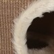 Nahaufnahme eines gemütlichen Haustierbettes mit einer strukturierten braunen Außenseite und einem weichen, flauschigen weißen Rand, perfekt für kleine Tiere.