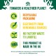 Infographic titled "Towards a Healthier Planet" highlighting recyclable packaging, renewable energy, zero waste, and UK-made products.