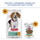 Sac et boîte de nourriture pour chiens Hill's Science Plan «Perfect Weight» (Adulte 1+, au poulet) avec image d'un beagle et logos de la marque