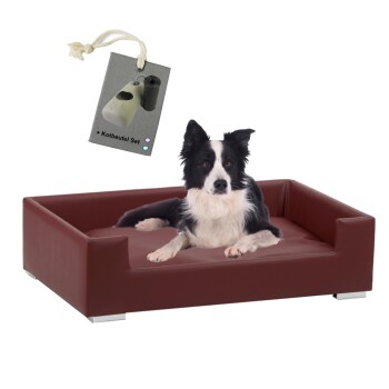 Hundesofa mit Gratis-Beigabe, Hundecouch Kunstleder bordeaux