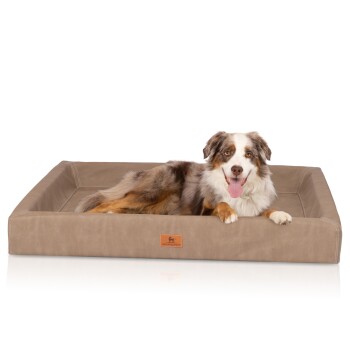 orthopädisches Hundebett Austin aus Kunstleder braun/ beige XXL