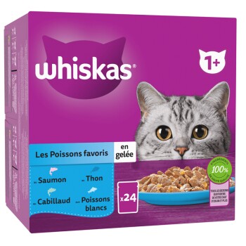 Sachets Fraîcheur Les Poissons Favoris En Gelée Pour Chat Adulte 4 Variétés 24 x 85g