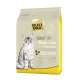 Hunde-Futterbeutel mit einer Maine Coon Katze, beschriftet mit "SELECT GOLD ADULT Maine Coon," mit Details zu Geflügel- und Lachs-Zutaten.