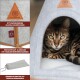 Eine Bengal-Katze entspannt sich in einem grauen Filzhaustierhaus mit Lederlogo, das robuste Reißverschlüsse und einen großen Kordelzugbeutel bietet.