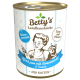 Dose Katzenfutter 'Betty's Landhausküche', Etikett zeigt 'Mono-protein', 'Extra viel Fleisch' und 'Für Katzen'.