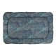 Haustierbett mit einem marineblauen und tealfarbenen Camouflage-Muster, mit einem plüschigen, gepolsterten Design für Komfort.