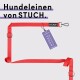 Rote Hundeleine von STUCH mit einem Metallclip und einem Etikett, das "PETA APPROVED VEGAN" liest.
