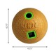 KONG dog toy, 4.75 inches in diameter, featuring a textured surface and two openings highlighted in green.