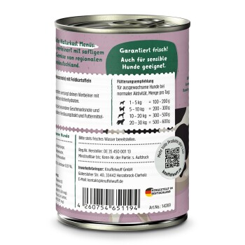 Nassfutter Rind pur mit Heidekartoffeln & Petersilie 6 x 400g