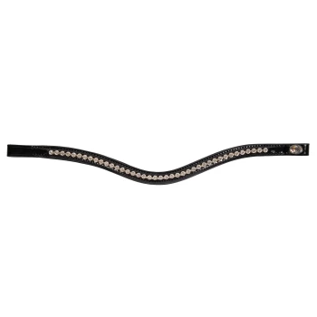 Schwarzes Leder-Haustierhalsband, verziert mit funkelnden Strasssteinen entlang der Mitte, das ein stilvolles und elegantes Design zeigt.
