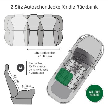 Autoschondecke Rückbank 2-Sitz prodtest grau M