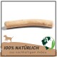 Natürlicher Hundekau-Stick, beschriftet mit '100% NATÜRLICH aus nachhaltigem Anbau', mit einer Silhouette eines Hundes und einem Globus-Symbol.