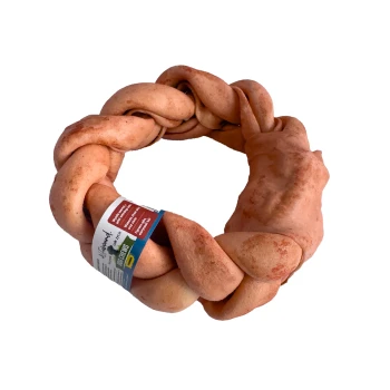 Kauknochen 6 Stk aus Kalbsleder, geflochten, 15 cm